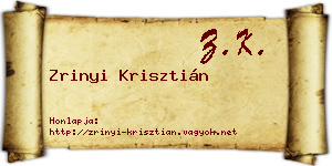 Zrinyi Krisztián névjegykártya